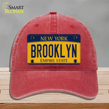 Brooklyn New York Novelty License Plate Hat Unconstructed Cotton / Red