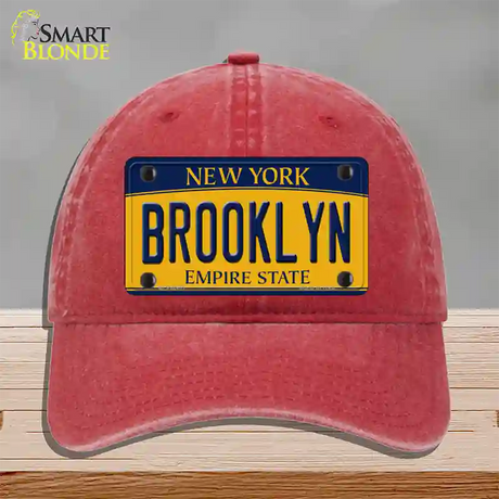 Brooklyn New York Novelty License Plate Hat Unconstructed Cotton / Red