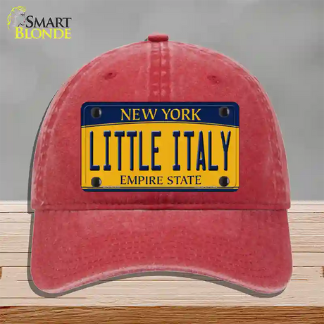 Little Italy New York Novelty License Plate Hat Unconstructed Cotton / Red