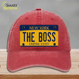 The Boss New York Novelty License Plate Hat Unconstructed Cotton / Red