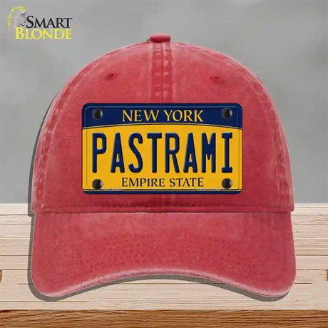 Pastrami New York Novelty License Plate Hat Unconstructed Cotton / Red