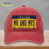 Mr and Mrs New York Novelty License Plate Hat Unconstructed Cotton / Red