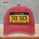 Sox Suck New York Novelty License Plate Hat Unconstructed Cotton / Red