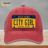 City Girl New York Novelty License Plate Hat Unconstructed Cotton / Red