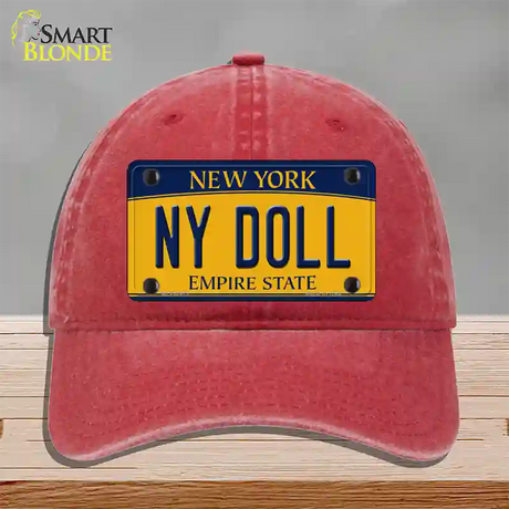 NY Doll New York Novelty License Plate Hat Unconstructed Cotton / Red