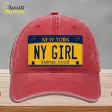 NY Girl New York Novelty License Plate Hat Unconstructed Cotton / Red