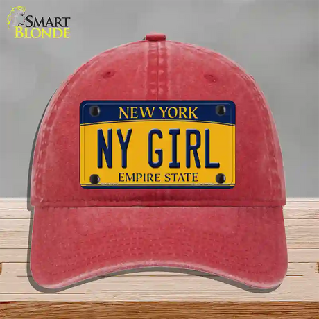 NY Girl New York Novelty License Plate Hat Unconstructed Cotton / Red