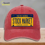 Stock Market Yellow New York Novelty License Plate Hat Unconstructed Cotton / Red