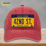 42nd St New York Novelty License Plate Hat Unconstructed Cotton / Red