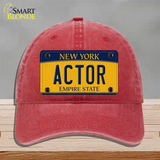 Actor New York Novelty License Plate Hat Unconstructed Cotton / Red