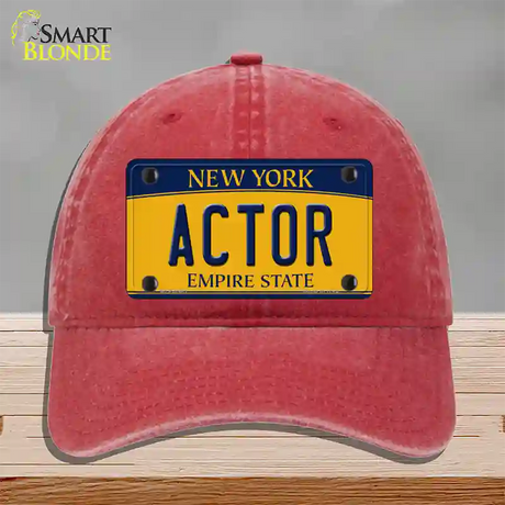 Actor New York Novelty License Plate Hat Unconstructed Cotton / Red