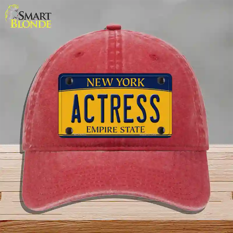 Actress New York Novelty License Plate Hat Unconstructed Cotton / Red