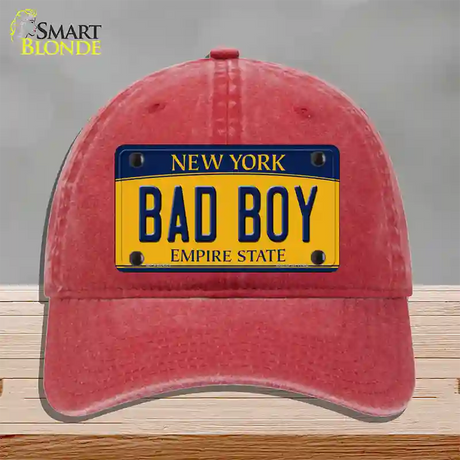 Bad Boy New York Novelty License Plate Hat Unconstructed Cotton / Red