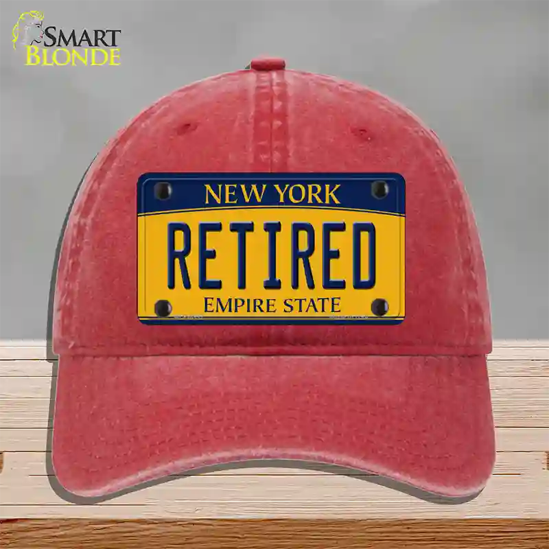 Retired New York Novelty License Plate Hat Unconstructed Cotton / Red