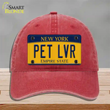 Pet Lvr New York Novelty License Plate Hat Unconstructed Cotton / Red