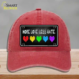 More Love Less Hate Rainbow Novelty License Plate Hat Unconstructed Cotton / Red