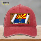 Arizona Flag Scroll Novelty License Plate Hat Unconstructed Cotton / Red