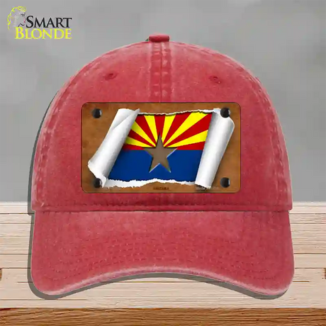 Arizona Flag Scroll Novelty License Plate Hat Unconstructed Cotton / Red