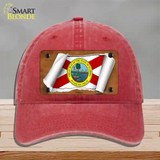 Florida Flag Scroll Novelty License Plate Hat Unconstructed Cotton / Red