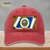 Minnesota Flag Scroll Novelty License Plate Hat Unconstructed Cotton / Red