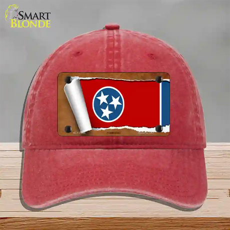 Tennessee Flag Scroll Novelty License Plate Hat Unconstructed Cotton / Red