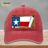 Texas Flag Scroll Novelty License Plate Hat Unconstructed Cotton / Red