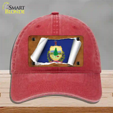 Vermont Flag Scroll Novelty License Plate Hat Unconstructed Cotton / Red