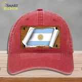 Argentina Flag Scroll Novelty License Plate Hat Unconstructed Cotton / Red