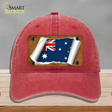 Australia Flag Scroll Novelty License Plate Hat Unconstructed Cotton / Red