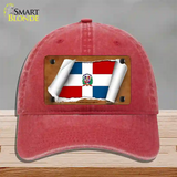 Dominican Republic Flag Scroll Novelty License Plate Hat Unconstructed Cotton / Red