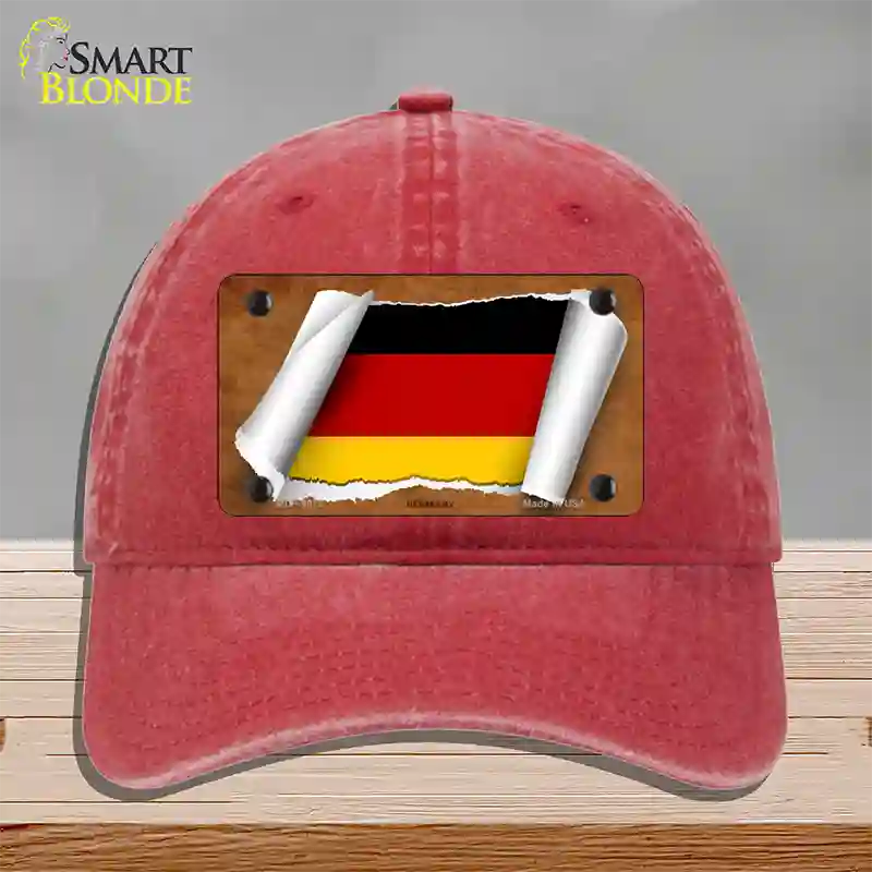 Germany Flag Scroll Novelty License Plate Hat Unconstructed Cotton / Red