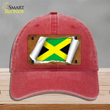 Jamaica Flag Scroll Novelty License Plate Hat Unconstructed Cotton / Red