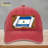 Nicaragua Flag Scroll Novelty License Plate Hat Unconstructed Cotton / Red