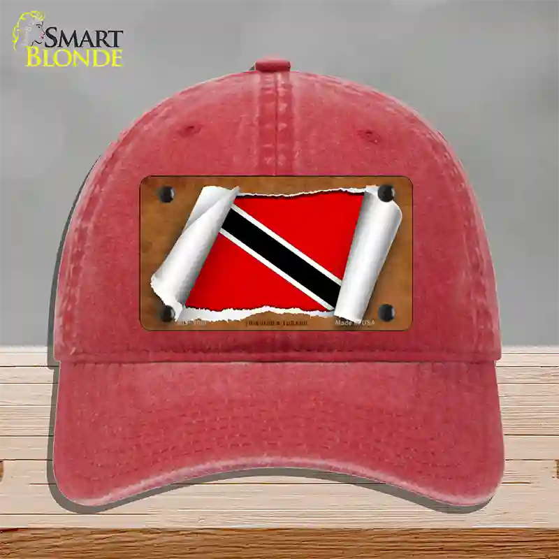 Trinidad & Tobago Flag Scroll Novelty License Plate Hat Unconstructed Cotton / Red