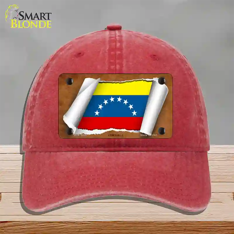 Venezuela Flag Scroll Novelty License Plate Hat Unconstructed Cotton / Red