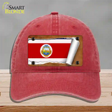 Costa Rica Flag Scroll Novelty License Plate Hat Unconstructed Cotton / Red