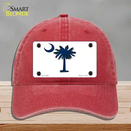 South Carolina White State Flag Novelty License Plate Hat Unconstructed Cotton / Red