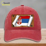 Serbia/Eagle Flag Scroll Novelty License Plate Hat Unconstructed Cotton / Red