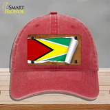 Guyana Flag Scroll Novelty License Plate Hat Unconstructed Cotton / Red