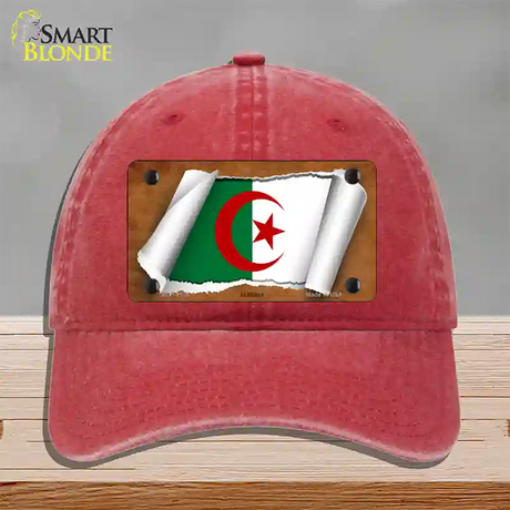 Algeria Flag Scroll Novelty License Plate Hat Unconstructed Cotton / Red