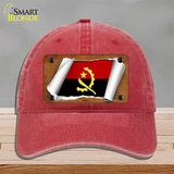 Angola Flag Scroll Novelty License Plate Hat Unconstructed Cotton / Red