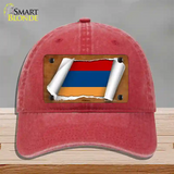 Armenia Flag Scroll Novelty License Plate Hat Unconstructed Cotton / Red