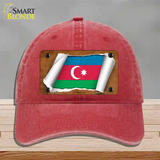 Azerbaijan Flag Scroll Novelty License Plate Hat Unconstructed Cotton / Red