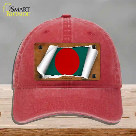 Bangladesh Flag Scroll Novelty License Plate Hat Unconstructed Cotton / Red