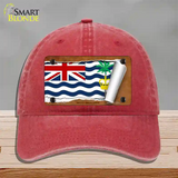 British Indian Ocean Flag Scroll Novelty License Plate Hat Unconstructed Cotton / Red