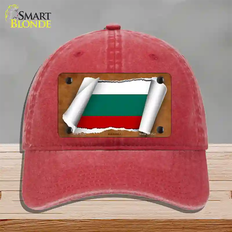 Bulgaria Flag Scroll Novelty License Plate Hat Unconstructed Cotton / Red