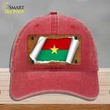 Burkina Faso Flag Scroll Novelty License Plate Hat Unconstructed Cotton / Red