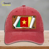 Cameroon Flag Scroll Novelty License Plate Hat Unconstructed Cotton / Red