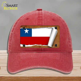 Chile Flag Scroll Novelty License Plate Hat Unconstructed Cotton / Red