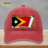 East Timor Flag Scroll Novelty License Plate Hat Unconstructed Cotton / Red